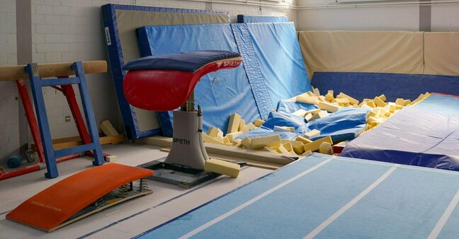 Vaulting table in the gymnastics hall