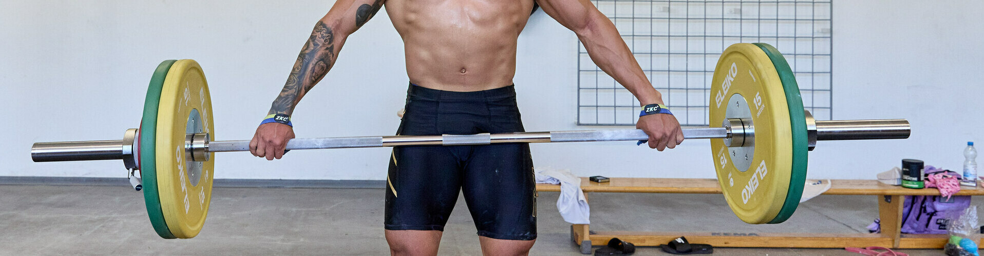 Bildausschnitt eines Gewichthebers